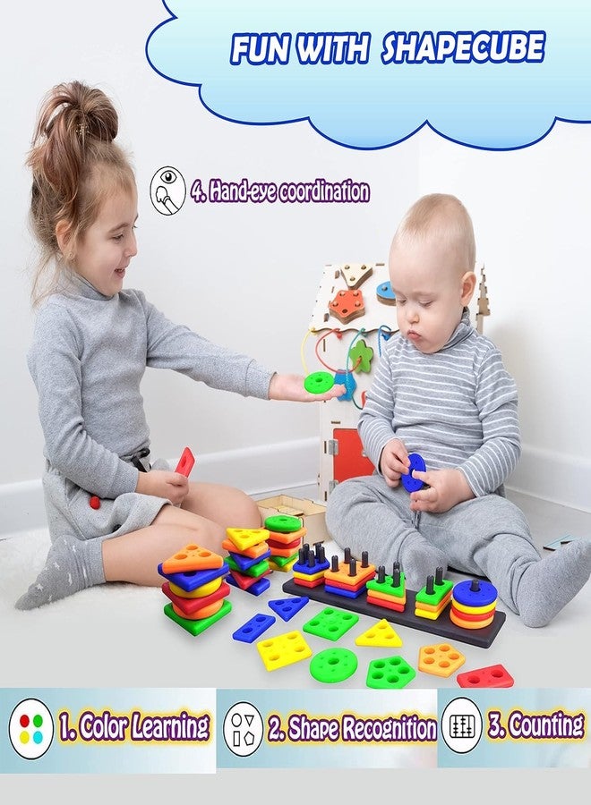 MAPA PLAY Montessori Educational Building Blocks Shape Sorter Toy Set for Boys and Girls Indoor Playing - Image 3